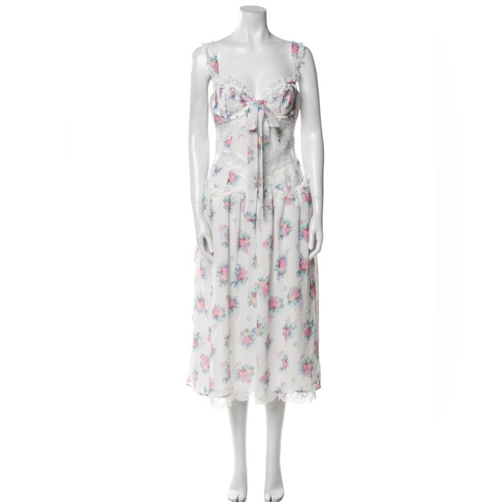 For Love And Lemons White Floral Midi Dress